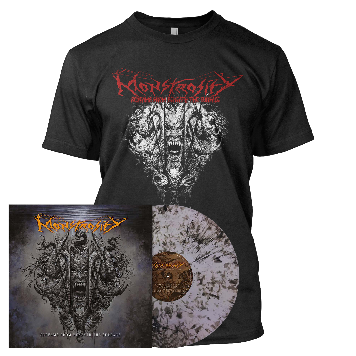 Monstrosity - Screams from Beneath the Surface | Lilac/Black Dust Splatter Vinyl Bundle