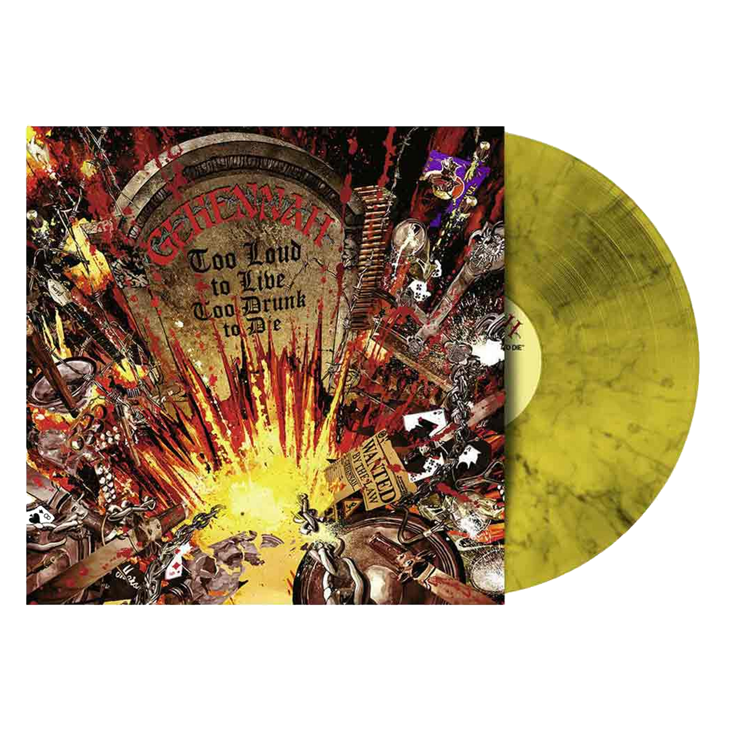 Gehennah (Too Loud To Live, Too Drunk To Die) Yellow Transparent With Black Marble Vinyl