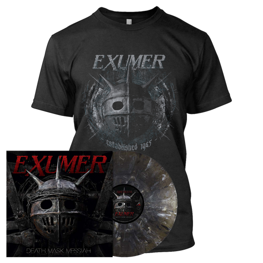 Exumer - Death Mask Messiah | Onyx Black Ice w/White Splatter Vinyl Bundle