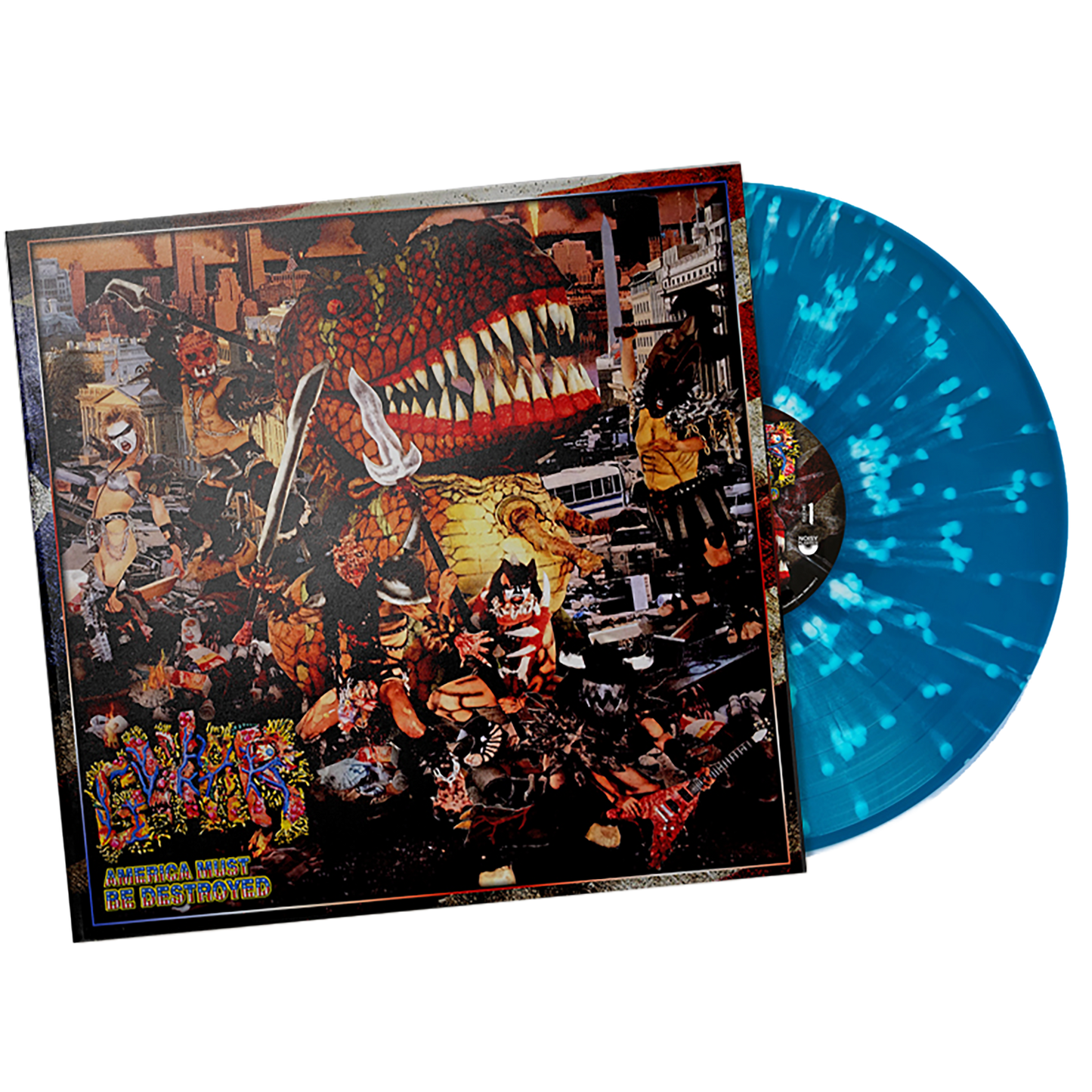 Gwar (America Must Be Destroyed) Blue w/White  Splatter Vinyl